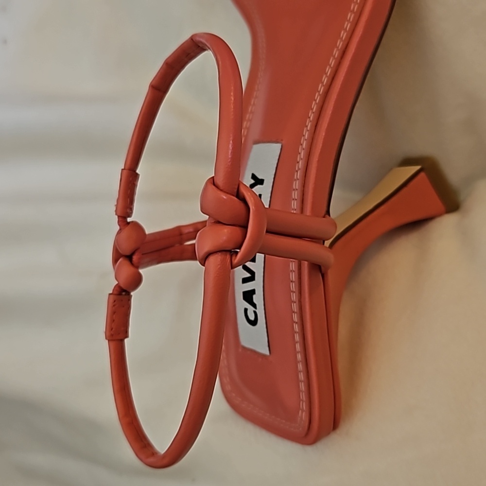 CAVERLEY Flamingo Pink Kolt Leather Dressy Strappy Slingback Kitten Heels - Picture 12 of 13